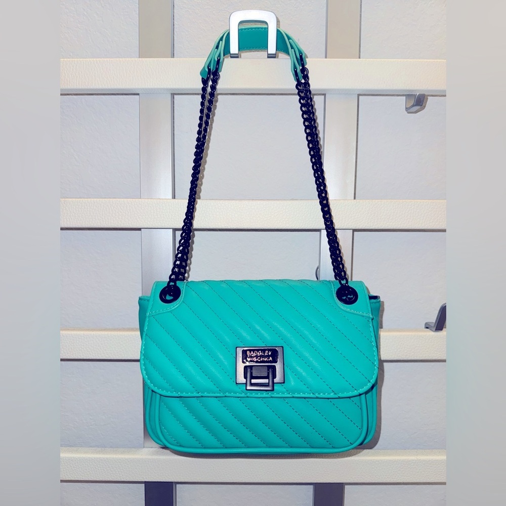 NWT Badgley Mischka Teal Blue/Green Crossbody Handbag Purse